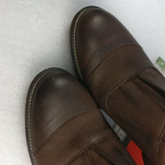 CHOCOLATE BROWN Laceless 100%LEATHER  ALMOND-TOE OXFORD  StressFree NO LACES,New - Picture 9 of 11